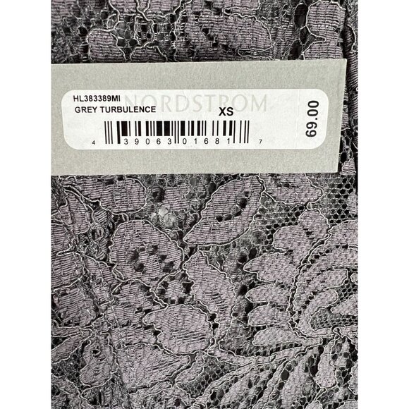 NWT Chelsea28 Lace Top Blouse XS Short Capped Sleeve Gray Floral Design - Picture 10 of 13